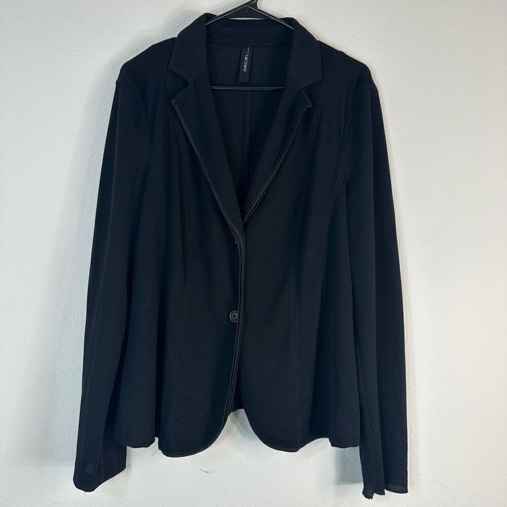 Marc Cain Essential Mesh Nylon Knit Blazer Black Womens 12/14 or N6 Modern Chic